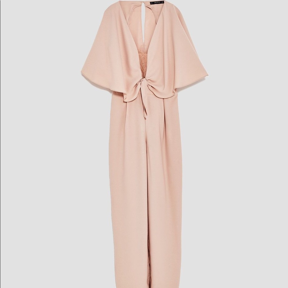 Zara pink nude cape jumpsuit.New w/ tags.Size med.